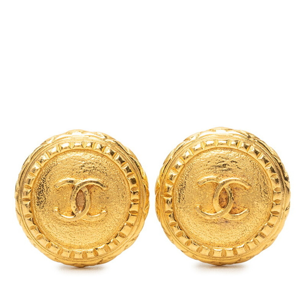 CHANEL Vintage Gold Logo Earrings